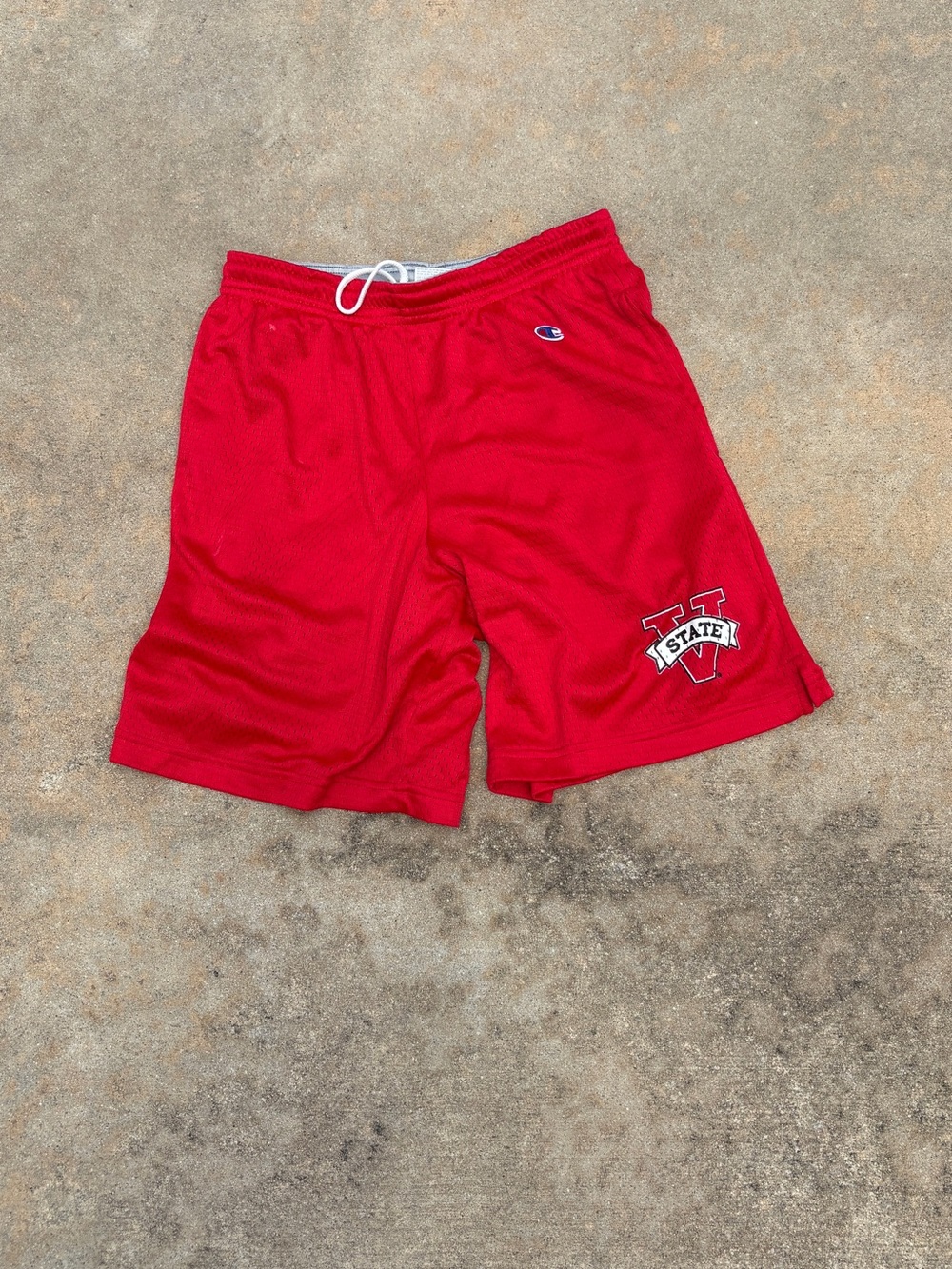 Champion Red Men's Athletic Mesh Shorts with V State Patch